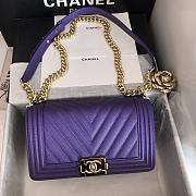 Chanel V-Boy handbag calfskin & gold metal in purple 67086 25cm - 1