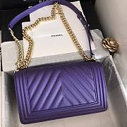 Chanel V-Boy handbag calfskin & gold metal in purple 67086 25cm - 2