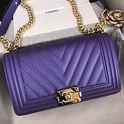 Chanel V-Boy handbag calfskin & gold metal in purple 67086 25cm - 3