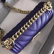 Chanel V-Boy handbag calfskin & gold metal in purple 67086 20cm - 3