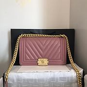 Chanel V-Boy handbag calfskin & gold metal in coral 67086 25cm - 3