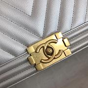 Chanel V-Boy handbag calfskin & gold metal in silver 67086 25cm - 2