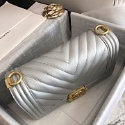 Chanel V-Boy handbag calfskin & gold metal in silver 67086 25cm - 6