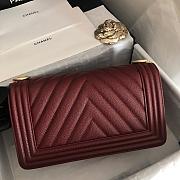 Chanel V-Boy handbag calfskin & gold metal in wine red 67086 25cm - 2