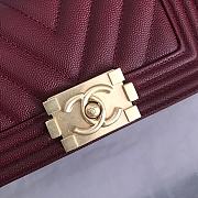 Chanel V-Boy handbag calfskin & gold metal in wine red 67086 20cm - 6