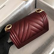 Chanel V-Boy handbag calfskin & gold metal in wine red 67086 20cm - 3