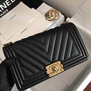 Chanel V-Boy handbag calfskin & gold metal in black 67086 20cm - 2