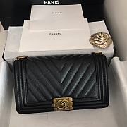 Chanel V-Boy handbag calfskin & gold metal in black 67086 20cm - 1