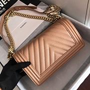 Chanel V-Boy handbag calfskin & gold metal in dark beige 67086 20cm - 3