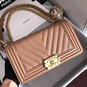 Chanel V-Boy handbag calfskin & gold metal in dark beige 67086 20cm - 4