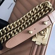 Chanel V-Boy handbag calfskin & gold metal in dark beige 67086 20cm - 5