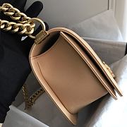 Chanel V-Boy Handbag Calfskin & Gold Metal In Light Beige 67086 25cm - 3