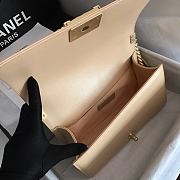 Chanel V-Boy Handbag Calfskin & Gold Metal In Light Beige 67086 25cm - 5