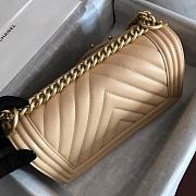 Chanel V-Boy Handbag Calfskin & Gold Metal In Light Beige 67086 25cm - 4