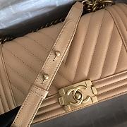 Chanel V-Boy Handbag Calfskin & Gold Metal In Light Beige 67086 25cm - 6