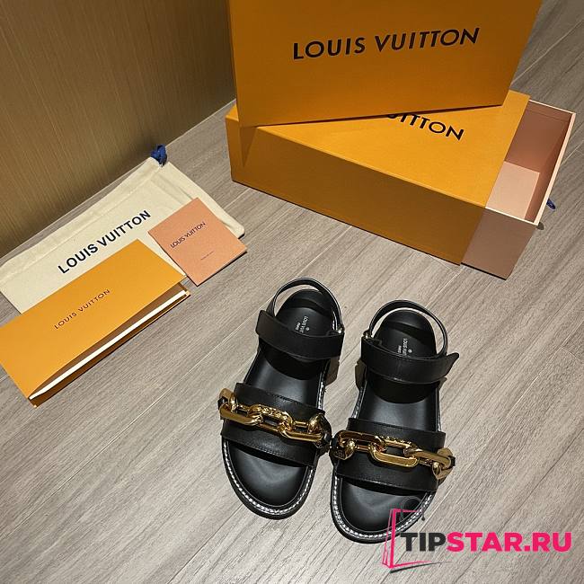 LV Paseo Flat Comfort Sandal In Black - 1