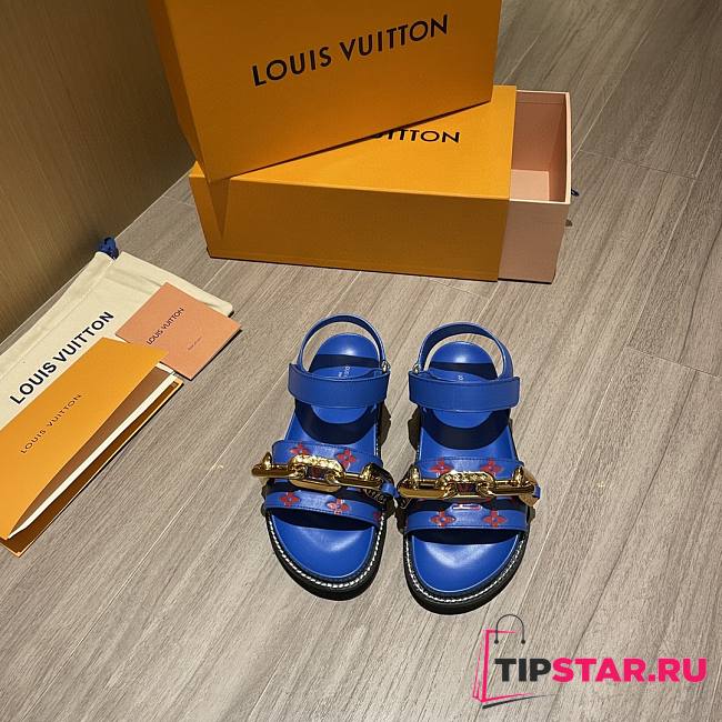 Louis Vuitton Paseo flat comfort sandal in dark blue - 1