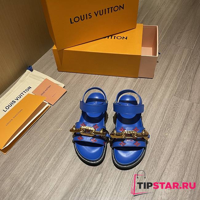 LV Paseo Flat Comfort Sandal In Dark Blue - 1