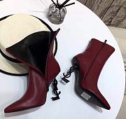 YSL Opyum ankle boots in red leather with black heel - 6