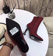 YSL Opyum ankle boots in red leather with black heel - 5