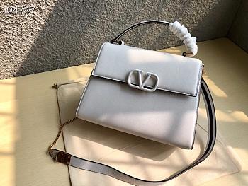 Valentino VSling grainy calfskin handbag in white 30cm