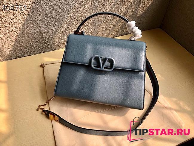 Valentino VSling grainy calfskin handbag in gray 30.5cm - 1