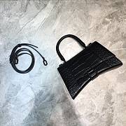 Balenciaga Hourglass small top handle bag all-black crocodile embossed 23cm - 1