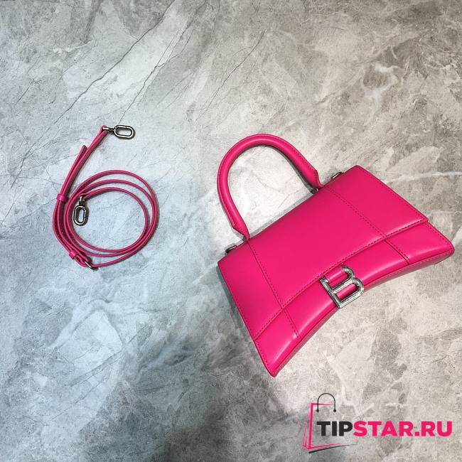 Balenciaga Hourglass small top handle bag in hot pink shiny box calfskin 23cm - 1