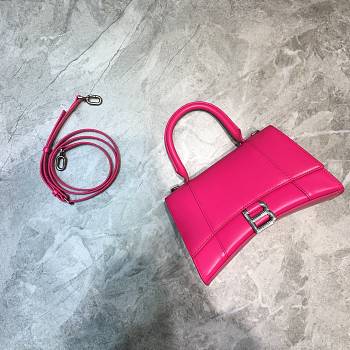 Balenciaga Hourglass small top handle bag in hot pink shiny box calfskin 23cm