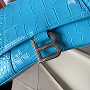 Balenciaga Hourglass small top handle bag in blue crocodile embossed 23cm - 6