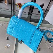 Balenciaga Hourglass small top handle bag in blue crocodile embossed 23cm - 3