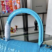 Balenciaga Hourglass small top handle bag in blue crocodile embossed 23cm - 5