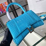 Balenciaga Hourglass small top handle bag in blue crocodile embossed 23cm - 2