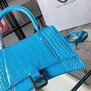 Balenciaga Hourglass small top handle bag in blue crocodile embossed 23cm - 4