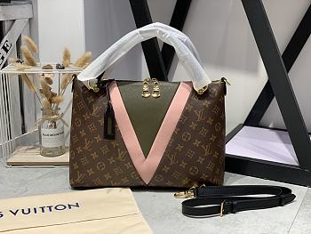 Louis Vuitton V tote MM monogram in green/pink M44798 36cm