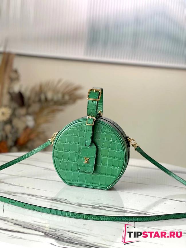 LV Petite boite chapeau crocodilian brillant leather in green N93598 17.5cm - 1