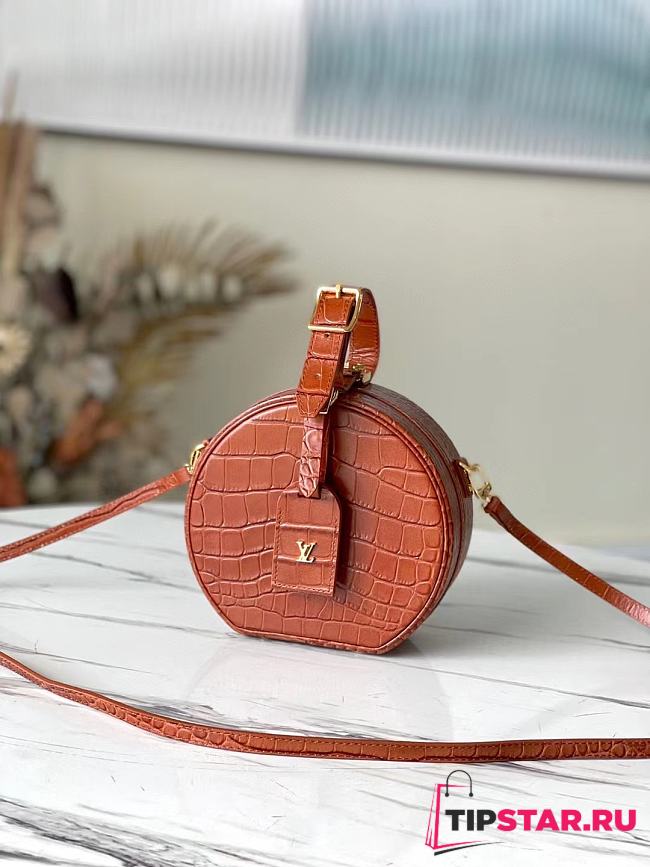 LV Petite boite chapeau crocodilian brillant leather in hazelnut N93598 17.5cm - 1