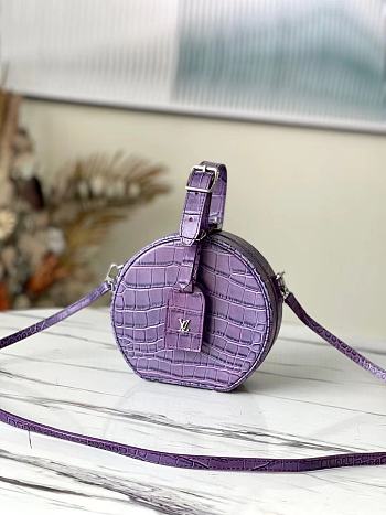 LV Petite boite chapeau crocodilian brillant leather in purple N95555 17.5cm