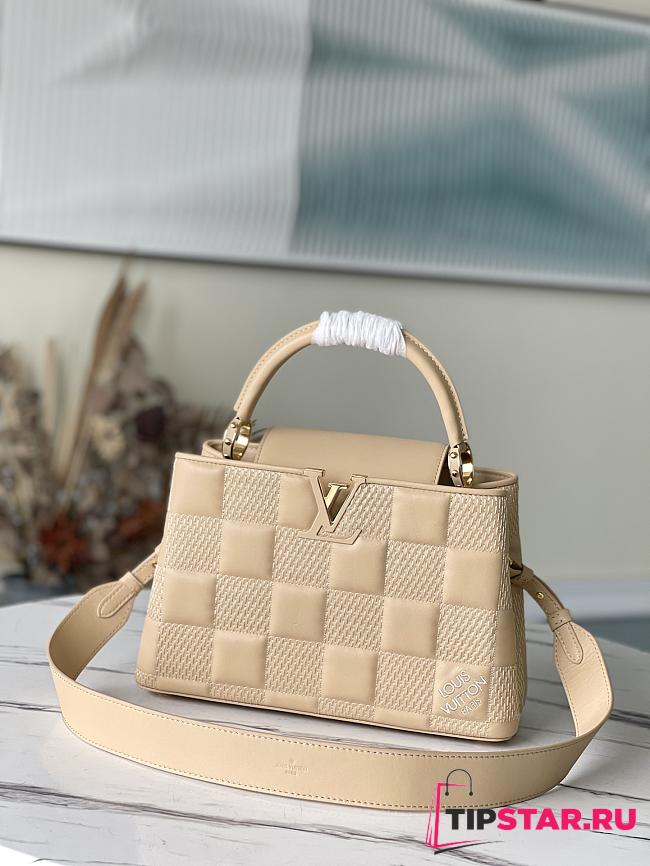 LV Capucines PM damier quilt lambskin in beige M59225 31.5cm - 1