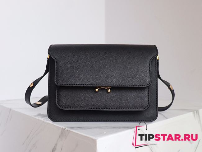 Marni | Trunk bag in black saffiano leather 23cm - 1
