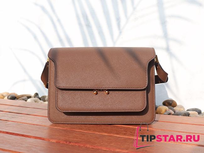 Marni | Trunk bag in brown saffiano leather 23cm - 1