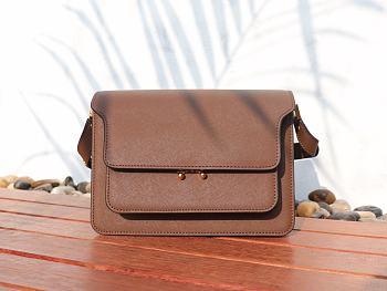Marni | Trunk bag in brown saffiano leather 23cm