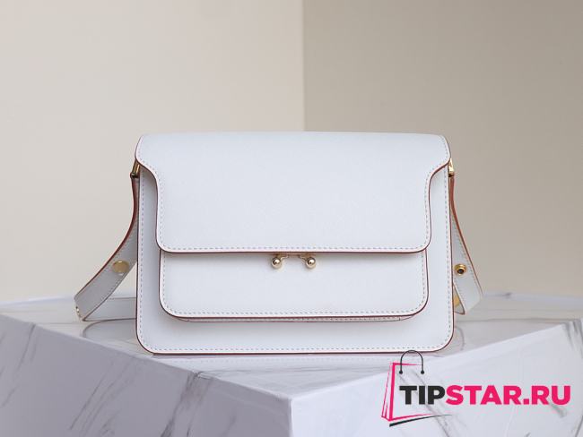 Marni | Trunk bag in white saffiano leather 23cm - 1