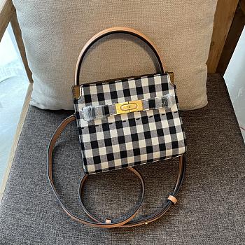 Tory Burch | Lee radziwill petite double bag in black/new ivory gingham 19cm