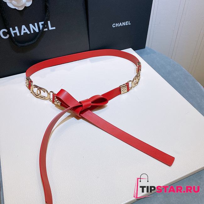 Chanel lambskin belt red 2cm - 1