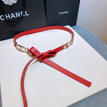 Chanel lambskin belt red 2cm
