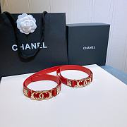 Chanel lambskin belt red 2cm - 2