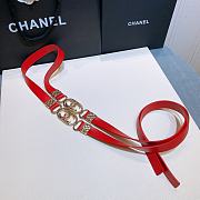 Chanel lambskin belt red 2cm - 5