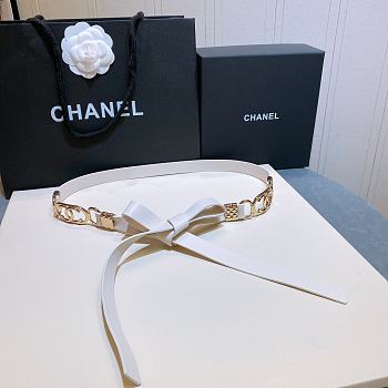 Chanel lambskin belt white 2cm