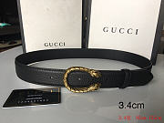 Gucci Black leather belt with dionysus buckle 3.4cm - 6